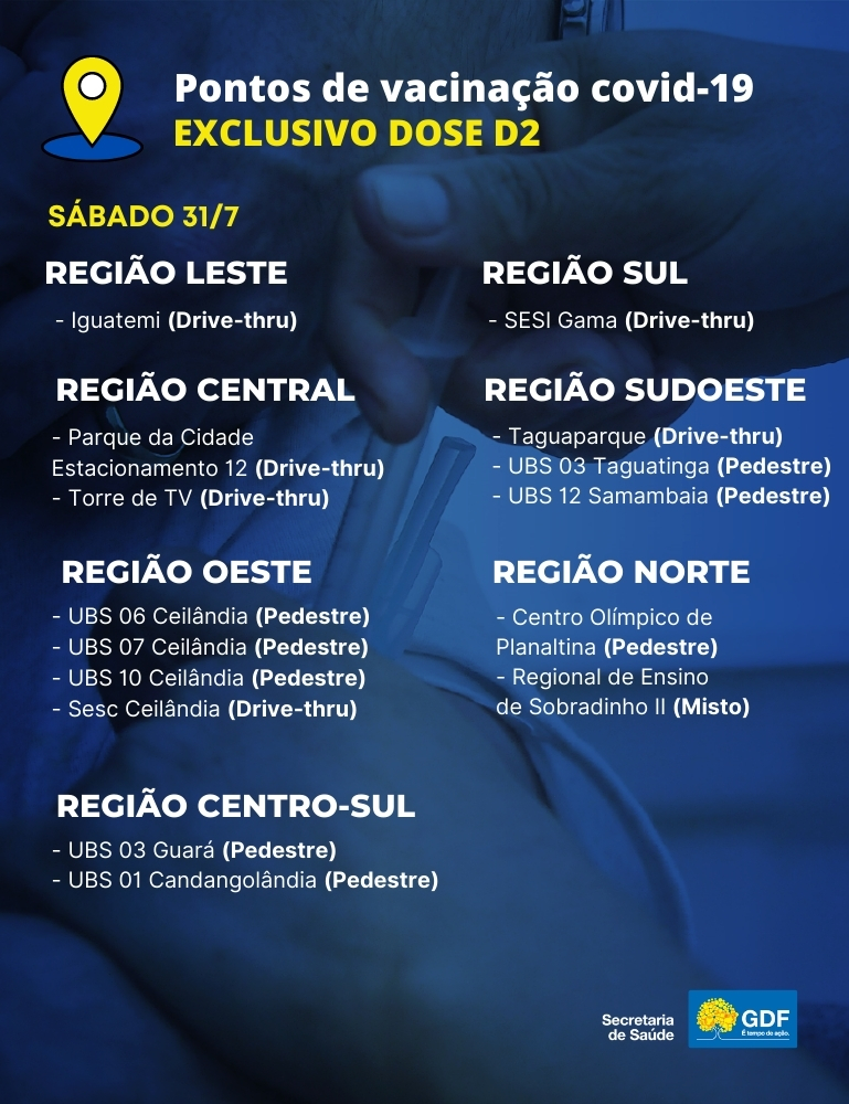 DF terá mutirão para aplicar 2ª dose da vacina contra a covid-19 neste final de semana 